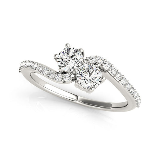 14K White Gold Two Stone Ring With 0.74 TCW Diamond (SI1-SI2, G-H)