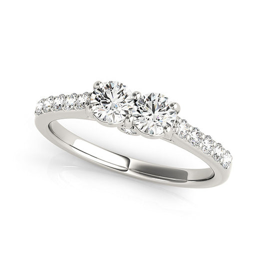 14K White Gold Two Stone Ring With 0.52 TCW Diamond (SI1-SI2, G-H)