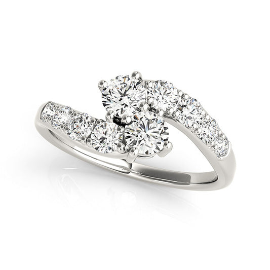 14K White Gold Two Stone Ring With 0.32 TCW Diamond (SI1-SI2, G-H)