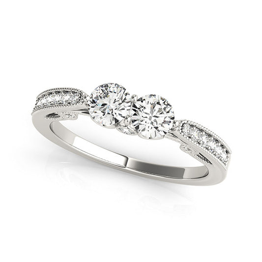 14K White Gold Two Stone Ring With 0.09 TCW Diamond (SI2, H-I)