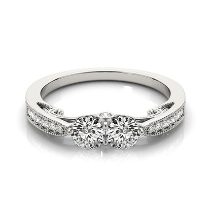 14K White Gold Two Stone Ring With 0.09 TCW Diamond (SI2, H-I)
