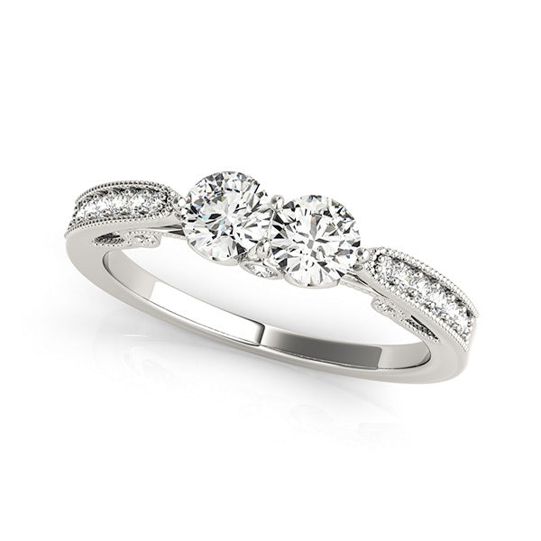 14K White Gold Two Stone Ring With 0.09 TCW Diamond (SI2, H-I)