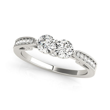 14K White Gold Two Stone Ring With 0.09 TCW Diamond (SI2, H-I)