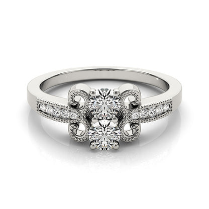 14K White Gold Two Stone Ring With 0.06 TCW Diamond (SI2, H-I)
