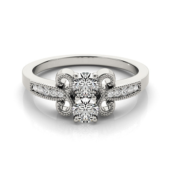 14K White Gold Two Stone Ring With 0.06 TCW Diamond (SI1-SI2, G-H)