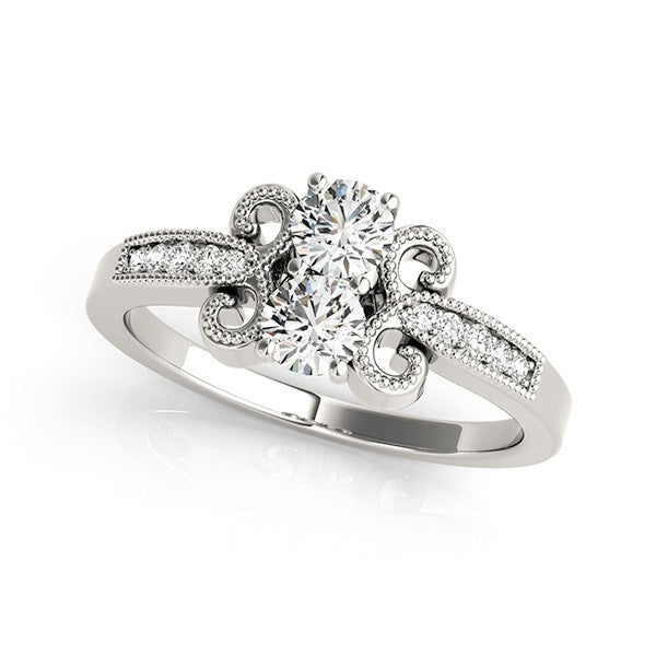 14K White Gold Two Stone Ring With 0.06 TCW Diamond (SI1-SI2, G-H)