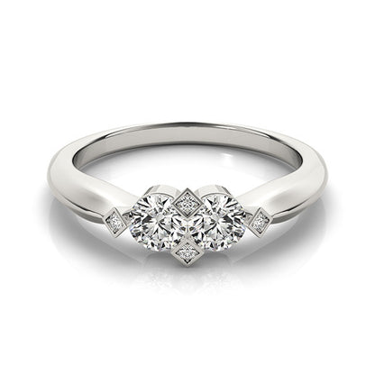 14K White Gold Two Stone Ring With 0.25 TCW Diamond (SI2, H-I)