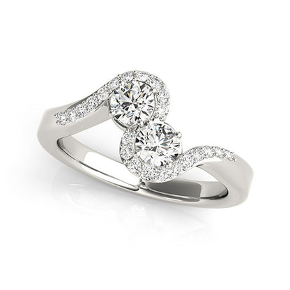 14K White Gold Two Stone Ring With 0.40 TCW Diamond (SI2, H-I)
