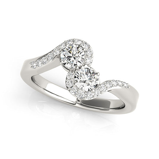 14K White Gold Two Stone Ring With 0.40 TCW Diamond (SI2, H-I)