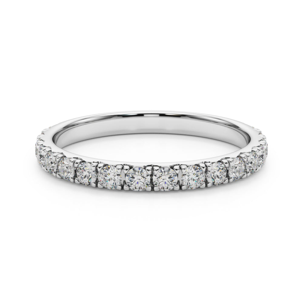 14K White Gold Straight Wedding Band With 0.38 TCW Diamond (SI1-SI2, G-H)