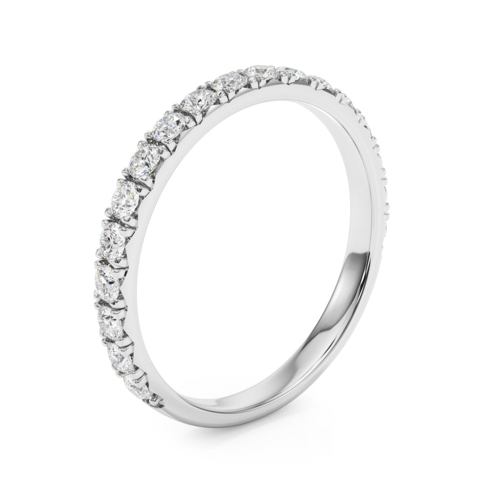 14K White Gold Straight Wedding Band With 0.38 TCW Diamond (SI1-SI2, G-H)