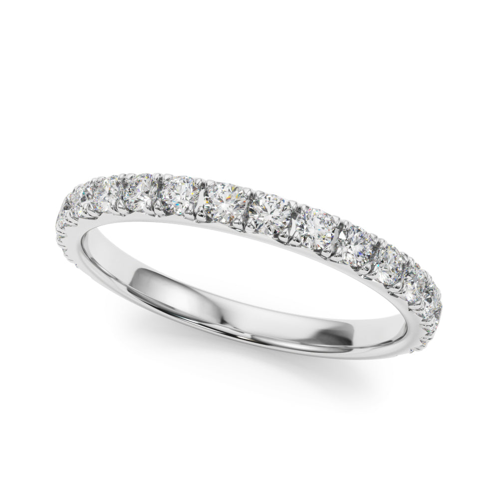 14K White Gold Straight Wedding Band With 0.38 TCW Diamond (SI1-SI2, G-H)