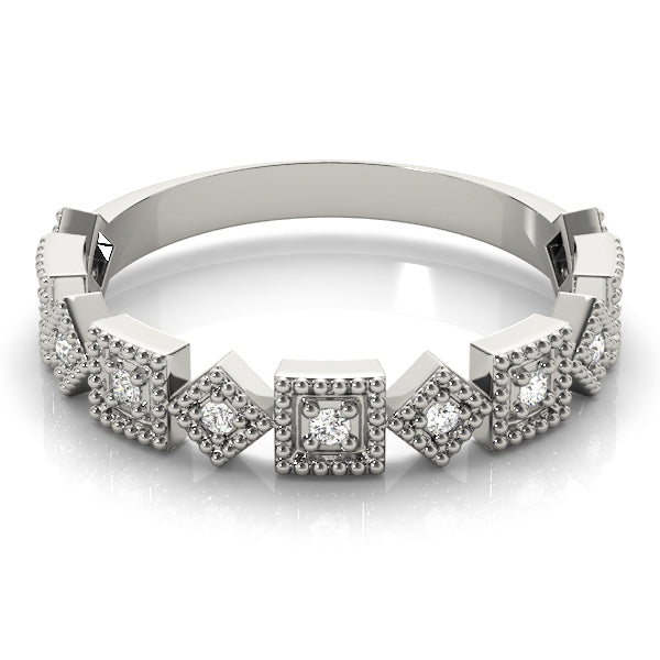 14K White Gold Stackable Ring With 0.06 TCW Diamond (SI1-SI2, G-H)