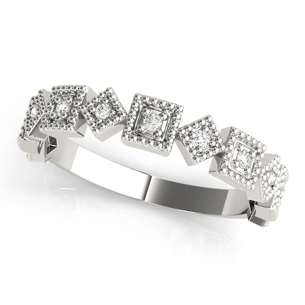 14K White Gold Stackable Ring With 0.06 TCW Diamond (SI1-SI2, G-H)