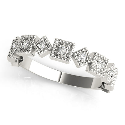 14K White Gold Stackable Ring With 0.06 TCW Diamond (SI1-SI2, G-H)