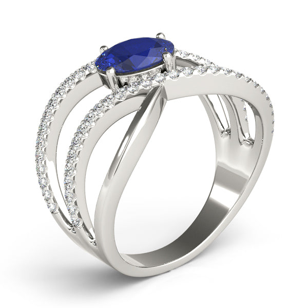 14K White Gold Oval Fashion Ring With 1.24 TCW Diamond (SI1-SI2, G-H)