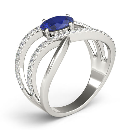 14K White Gold Oval Fashion Ring With 1.24 TCW Diamond (SI1-SI2, G-H)