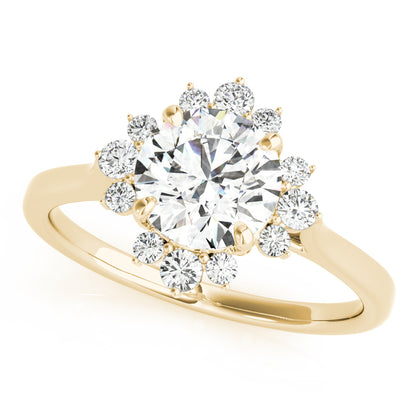 14K Yellow Gold Engagement Ring For Round Center With 0.88 TCW Diamond (SI1-SI2, G-H)
