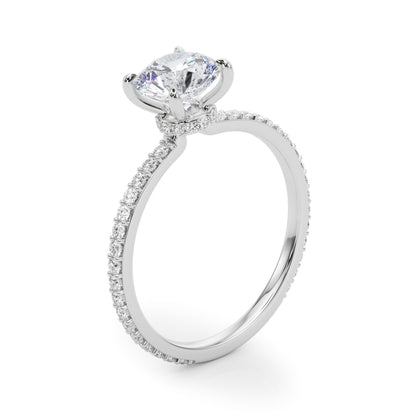 14K White Gold Hidden Halo Engagement Ring With 1.31 TCW Diamond (I1, H-I)