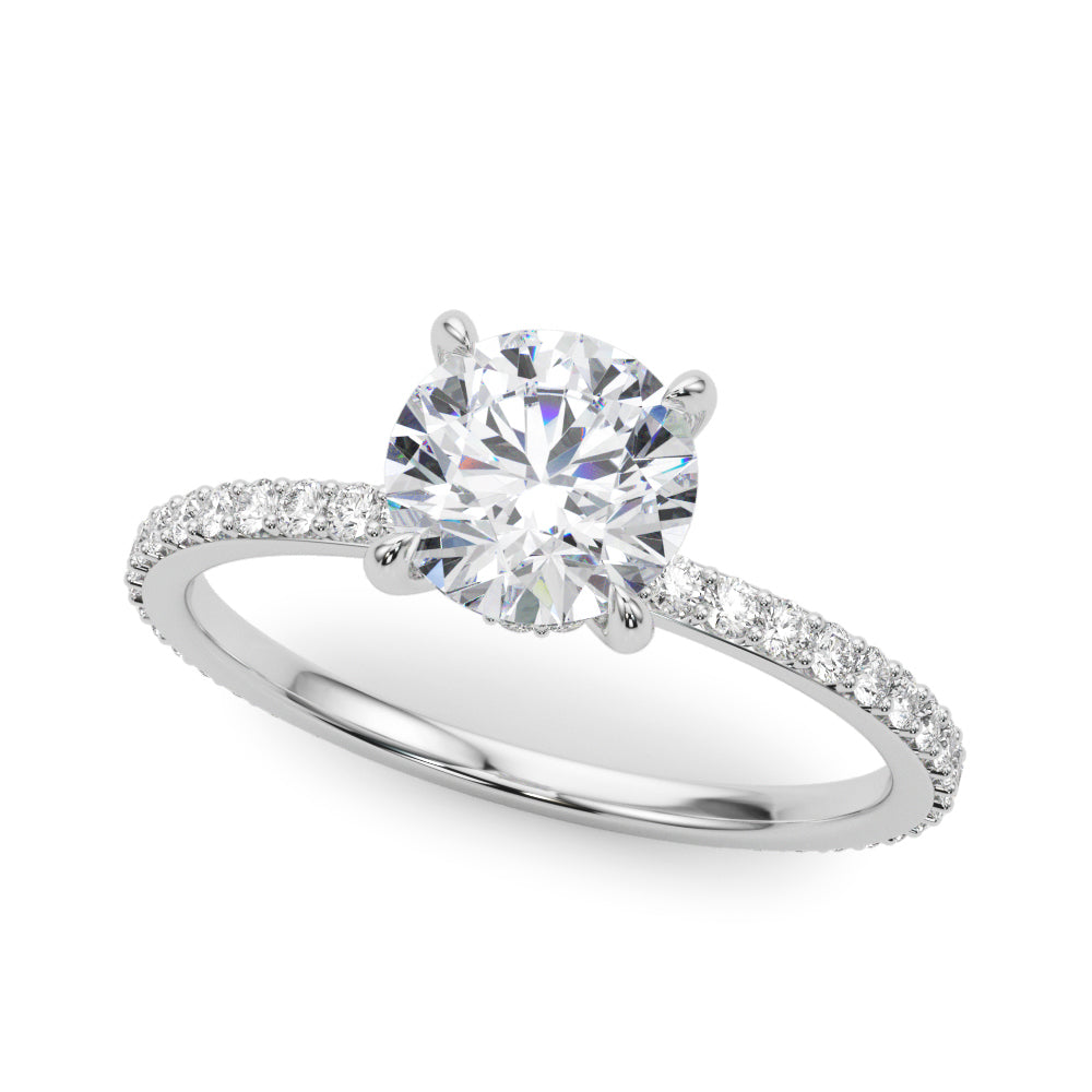 14K White Gold Hidden Halo Engagement Ring With 1.31 TCW Diamond (I1, H-I)