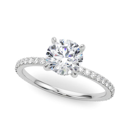 14K White Gold Hidden Halo Engagement Ring With 1.31 TCW Diamond (I1, H-I)