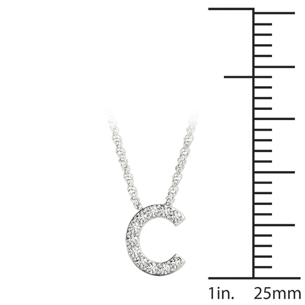 14K White Gold 1/20 Cttw C Initial With 0.05 TCW Diamond (I3 H-J)