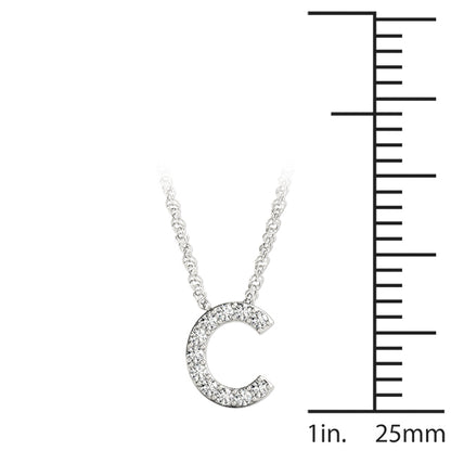 14K White Gold 1/20 Cttw C Initial With 0.05 TCW Diamond (I3 H-J)