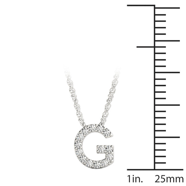 14K White Gold 1/15 Cttw G Initial With 0.07 TCW Diamond (I3 H-J)