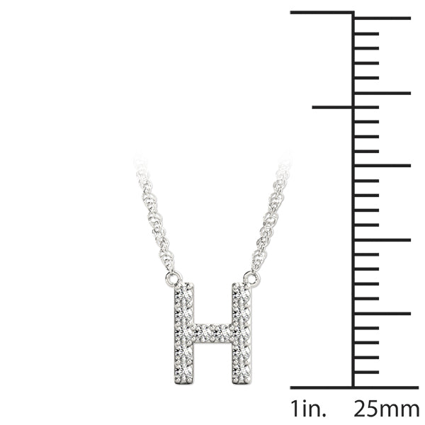14K White Gold 1/20 Cttw H Initial With 0.06 TCW Diamond (I3 H-J)