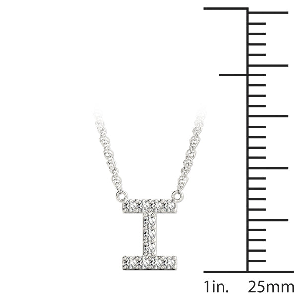 14K White Gold 1/20 Cttw I Initial With 0.05 TCW Diamond (I3 H-J)