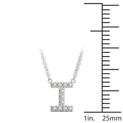 14K White Gold 1/20 Cttw I Initial With 0.05 TCW Diamond (I3 H-J)