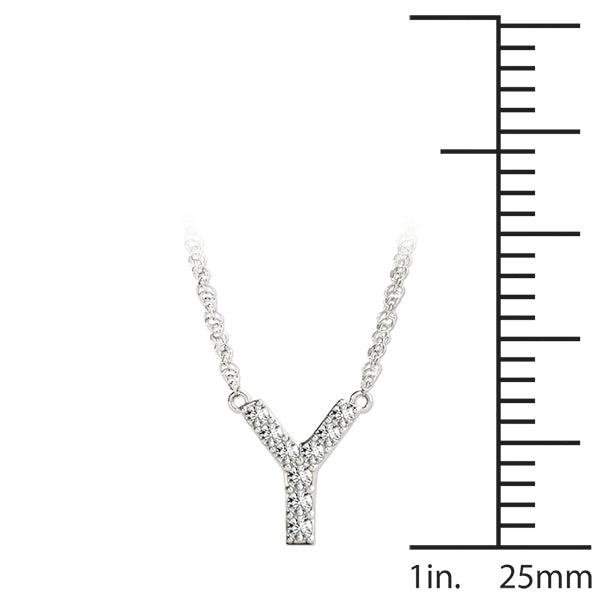14K White Gold 1/20 Cttw Y Initial With 0.04 TCW Diamond (I3 H-J)