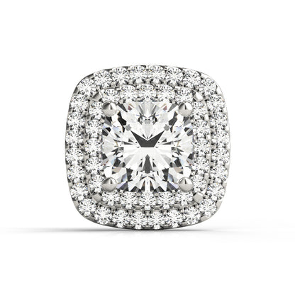 14K White Gold Cushion Double Halo Head With 0.74 TCW Diamond (SI1-SI2, G-H)