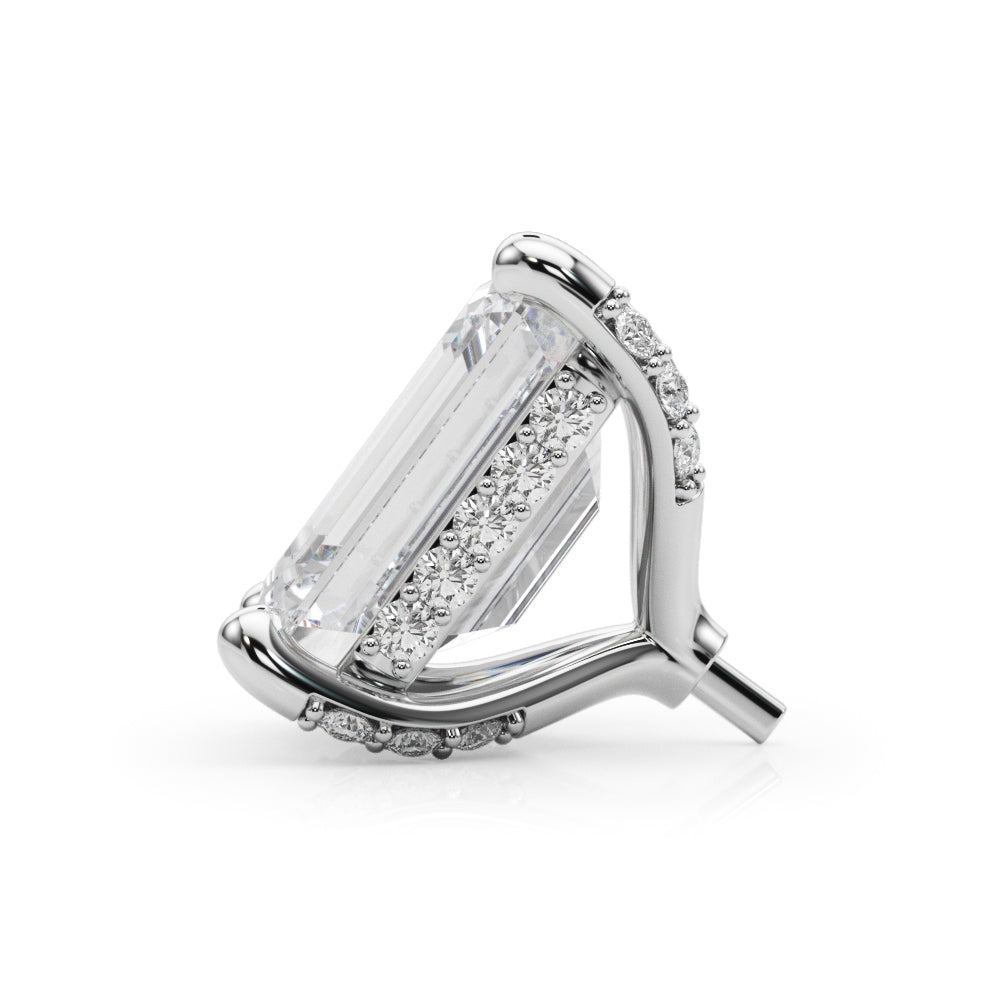 14K White Gold Hidden Halo Emerald Cut Head With 1.08 TCW Diamond (SI1-SI2, G-H)