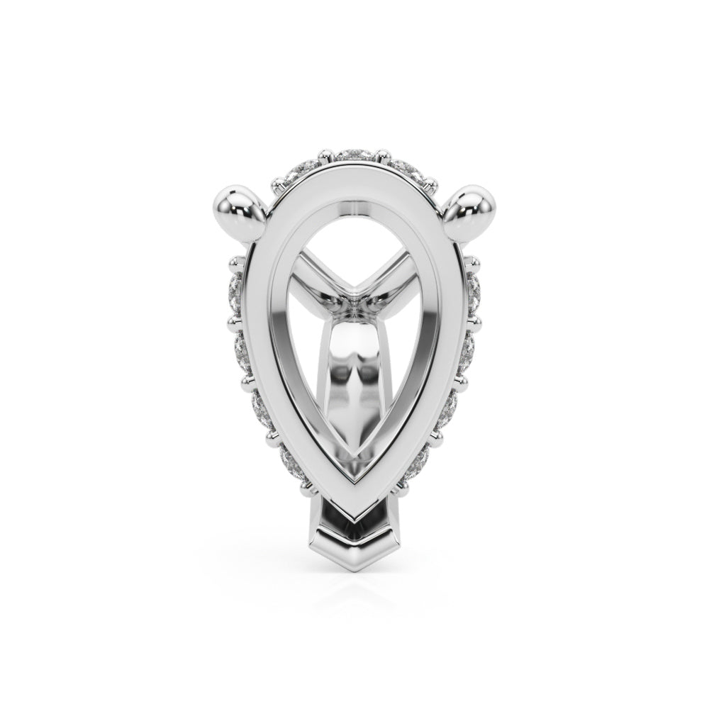 14K White Gold Hidden Halo Pear Center With 0.48 TCW Diamond (SI1-SI2, G-H)