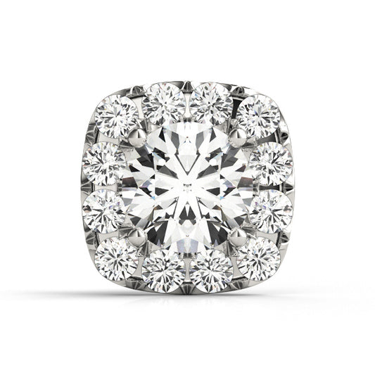 14K White Gold Round Center; Cushion Halo With 3.14 TCW Diamond (SI1-SI2, G-H)