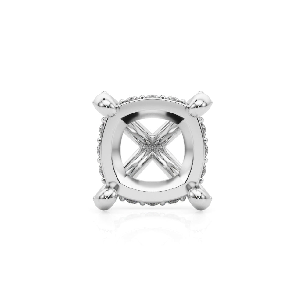 14K White Gold Hidden Halo Cushion Center With 0.77 TCW Diamond (SI1-SI2, G-H)