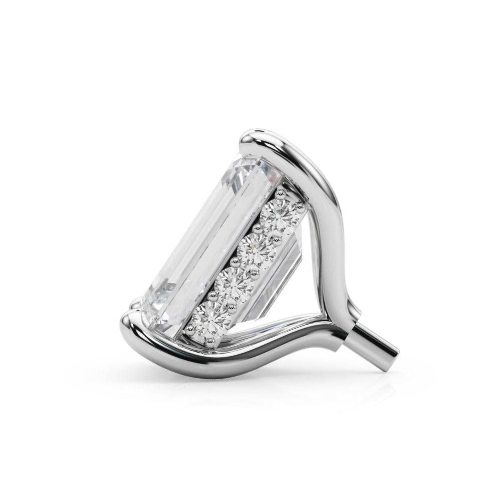 14K White Gold Hidden Halo Head Emeradld Cut With 2.04 TCW Diamond (SI1-SI2, G-H)