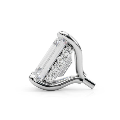 14K White Gold Hidden Halo Head Emeradld Cut With 2.04 TCW Diamond (SI1-SI2, G-H)