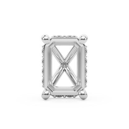 14K White Gold Hidden Halo Head Emeradld Cut With 2.04 TCW Diamond (SI1-SI2, G-H)