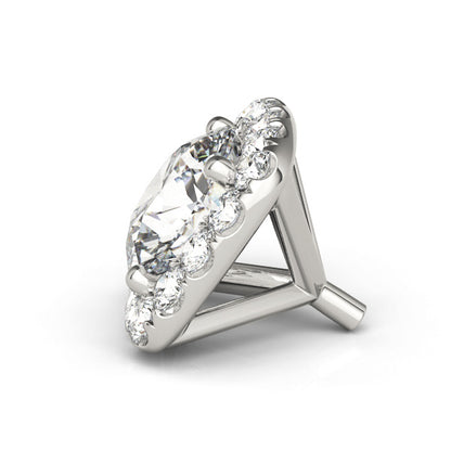 14K White Gold Round Cushion Halo Ring Head With 1.32 TCW Diamond (SI1-SI2, G-H)