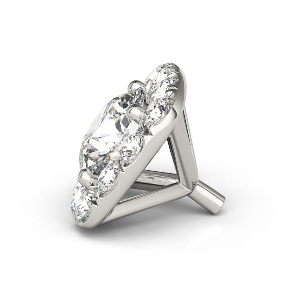14K White Gold Round Center Cushion Halo Ring Head With 0.95 TCW Diamond (SI1-SI2, G-H)