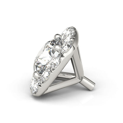 14K White Gold Round Center Cushion Halo Ring Head With 1.28 TCW Diamond (SI1-SI2, G-H)
