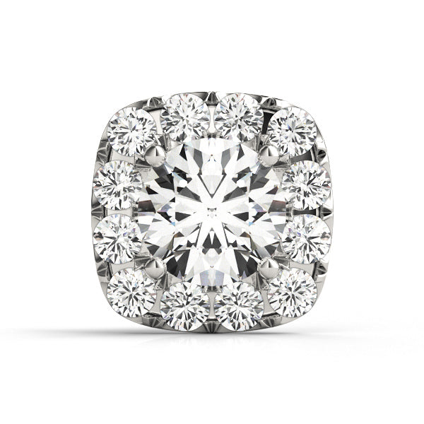 14K White Gold Round Center Cushion Halo Ring Head With 1.28 TCW Diamond (SI1-SI2, G-H)