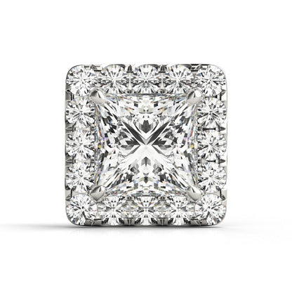 14K White Gold Princess Cut Halo Ring Head With 1.07 TCW Diamond (SI1-SI2, G-H)