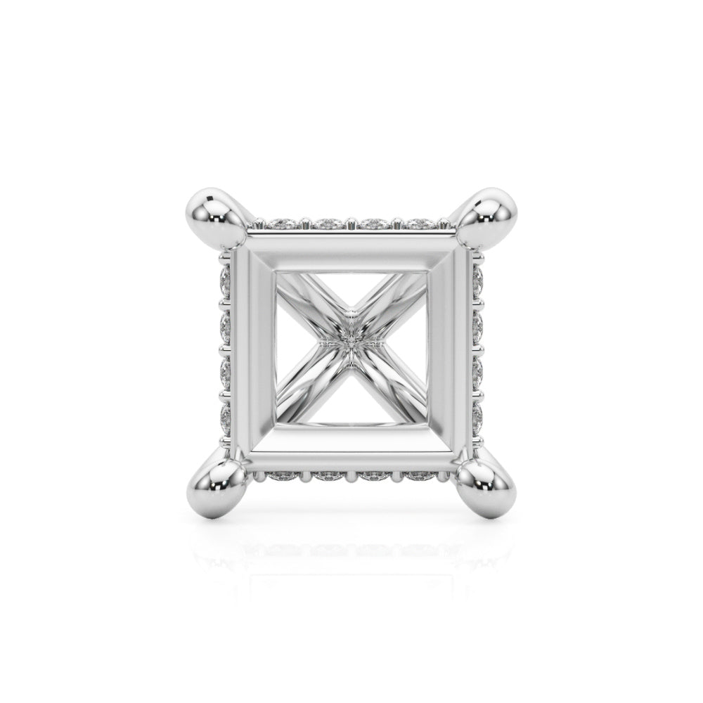 14K White Gold 4 Prong Princess Cut Hidden Halo Head With 2.60 TCW Diamond (SI1-SI2, G-H)
