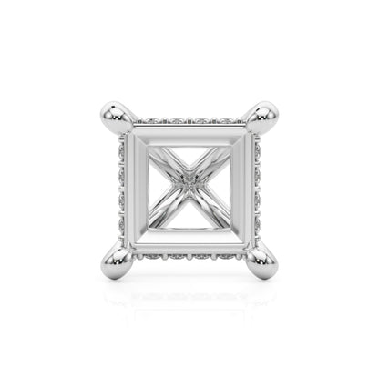 14K White Gold 4 Prong Princess Cut Hidden Halo Head With 2.60 TCW Diamond (SI1-SI2, G-H)