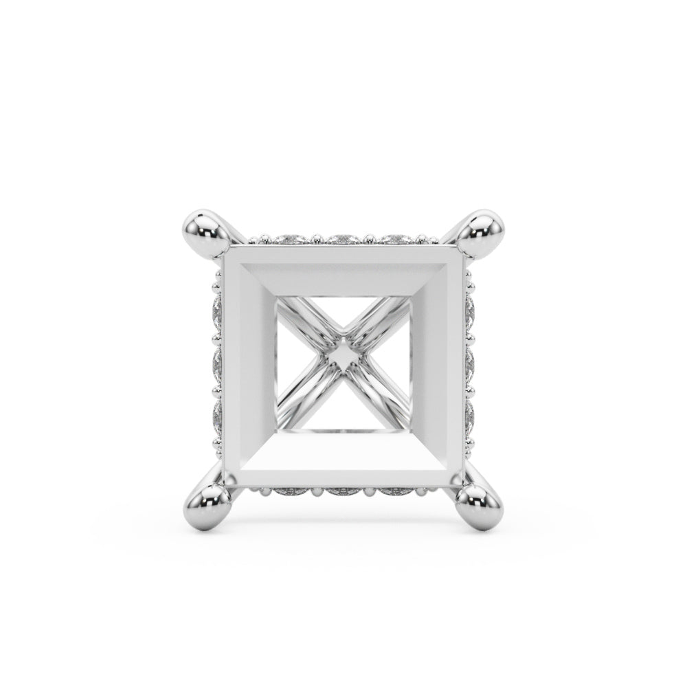 14K White Gold Hidden Halo Head Princess Cut With 2.56 TCW Diamond (SI1-SI2, G-H)