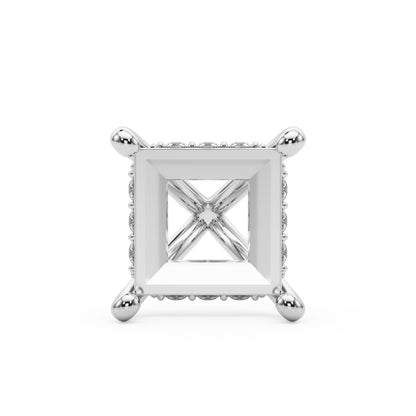 14K White Gold Hidden Halo Head Princess Cut With 2.56 TCW Diamond (SI1-SI2, G-H)