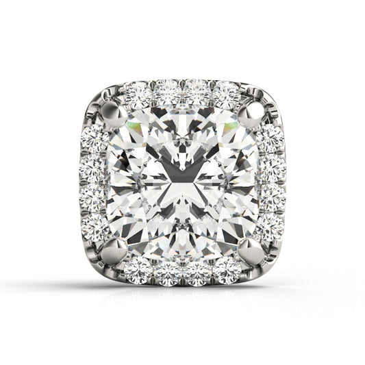 14K White Gold Cushion Halo Ring Head With 2.12 TCW Diamond (SI1-SI2, G-H)